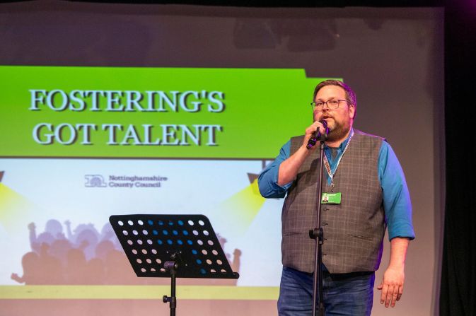 Fostering's Got Talent compare announcing acts on the stage
