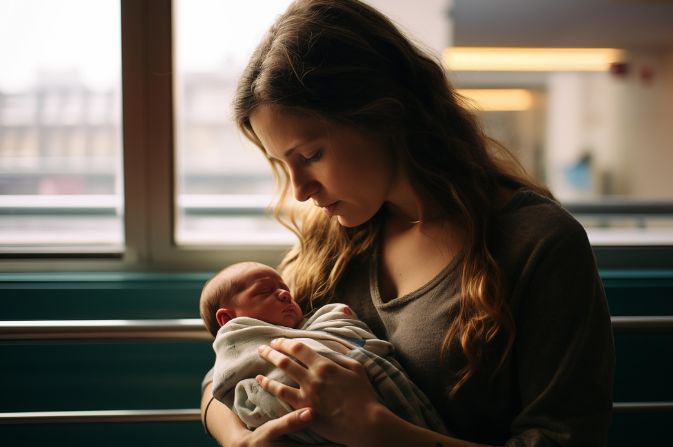 Teenage mother holding a baby